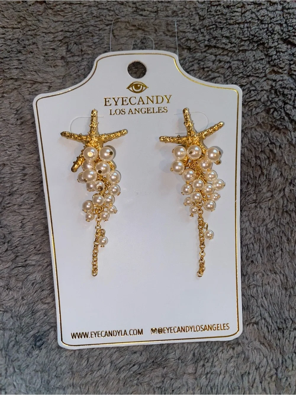 Eye Candy Los Angeles Danica Starfish Earrings w/Faux Pearl Drops $58
